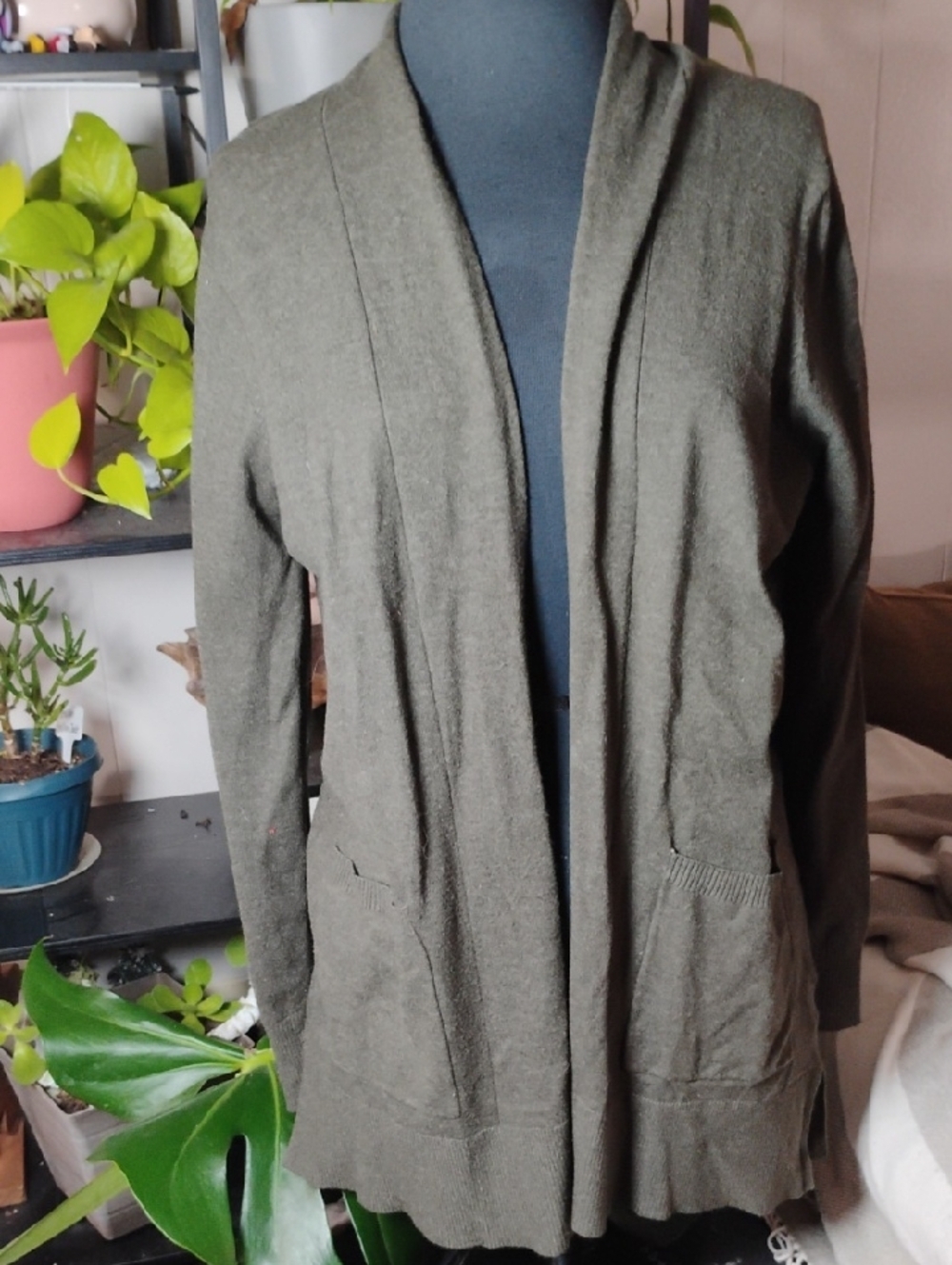 Pink Clover Buttery Soft Forest Green Knit Cardigan